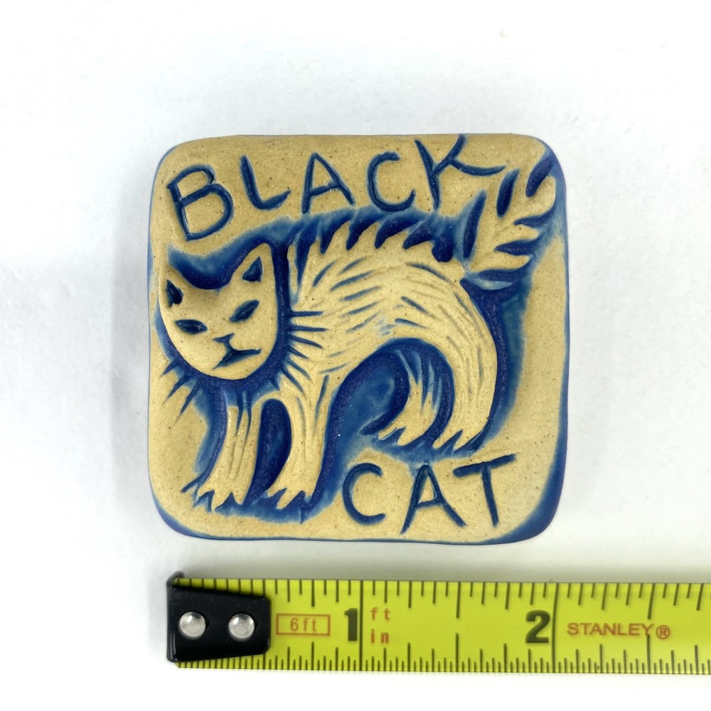 Black Cat 2x2” Ceramic Art Tile By Gretchen Kramp