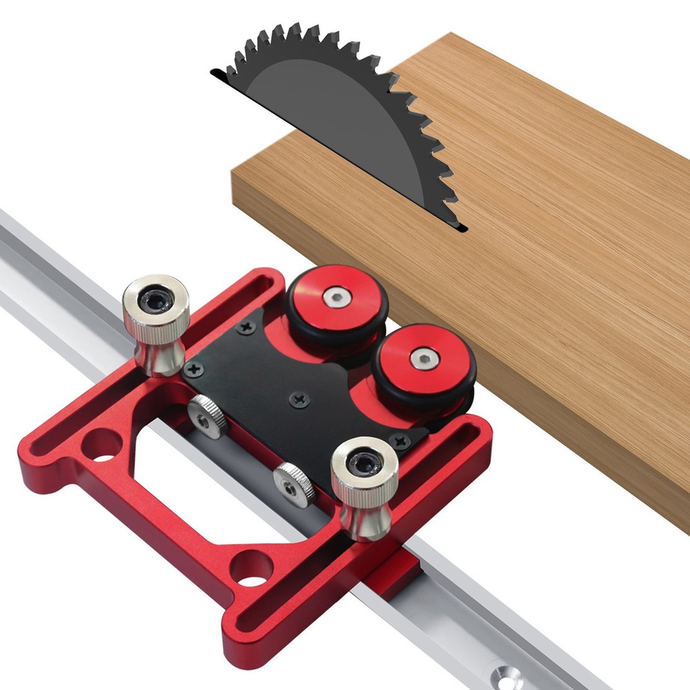 Double Wheel Sliding Feeding Guide Roller Feather Board Tool Table Saw Router