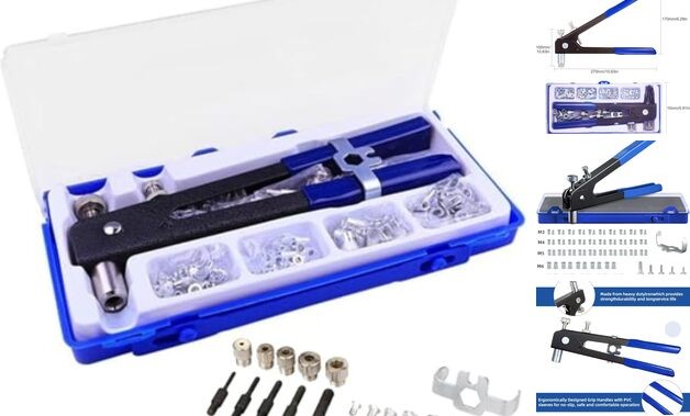 86 Pcs Heavy Blind Rivet Nut Tool Kit Hand Riveter Wrench Threaded Insert