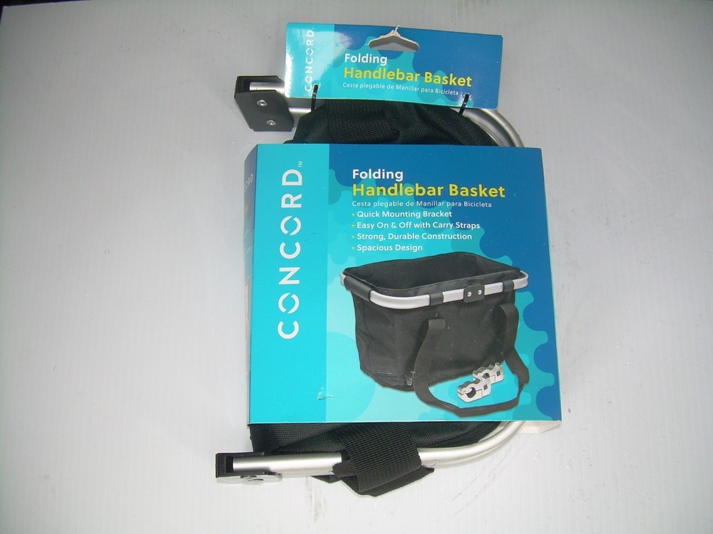 Concord Folding Handlebar Bicycle Basket Black Gray