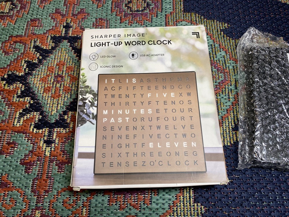 Sharper Image Light Up Electronic Word Clock Copper Finish LED Light Display