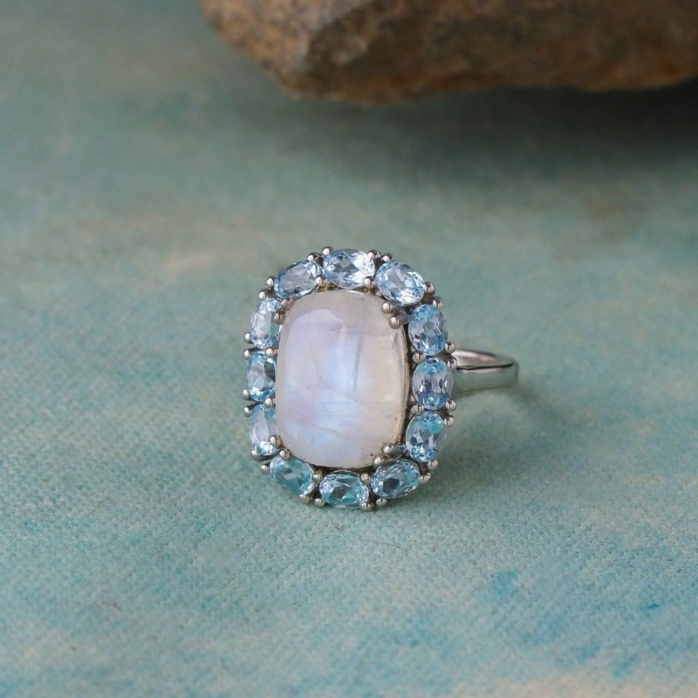 Boho Moonstone Statement Ring