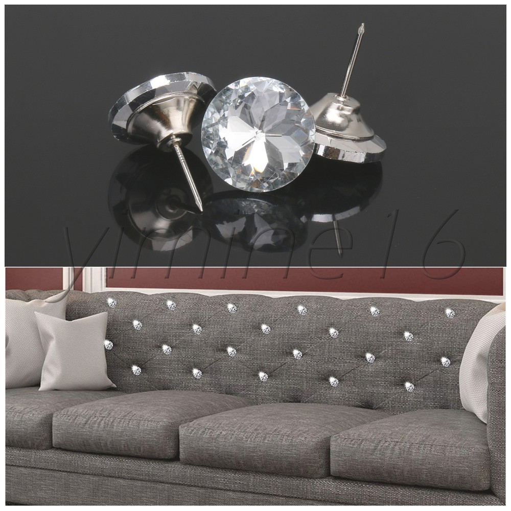20PCS Crystal Buttons Rivets Silver for Sofas Decoration Home Makeovers