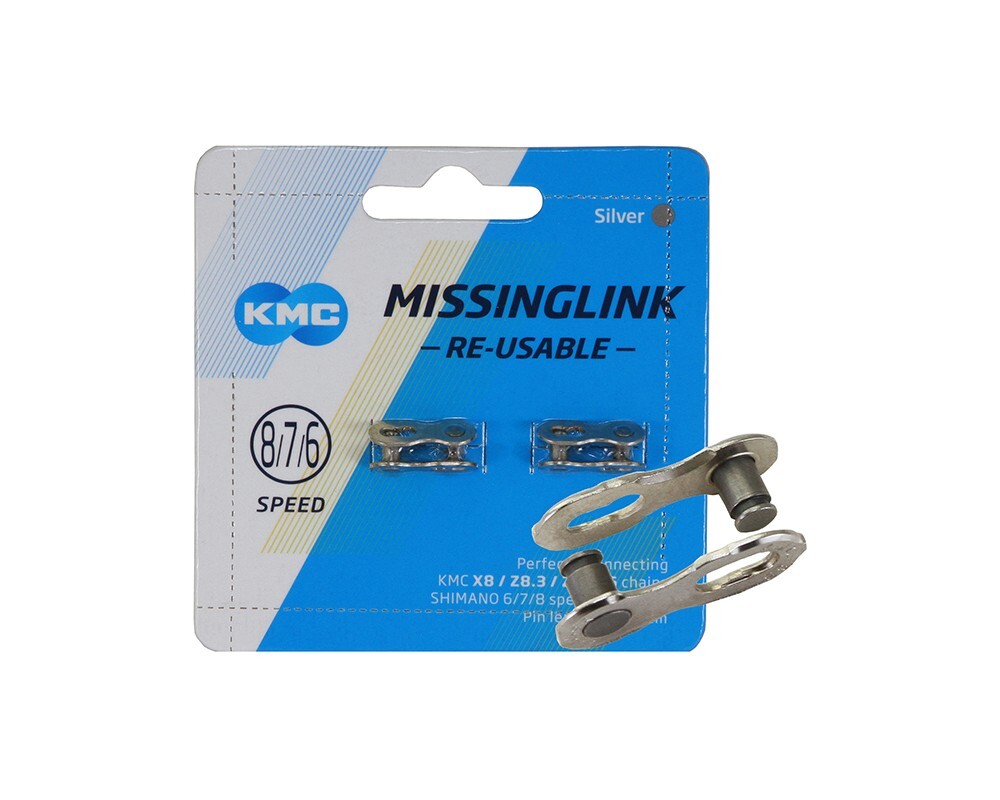 KMC Multispeed Bicycle Master Link 6-8 Speed Quick Connect Chrome 2Pc