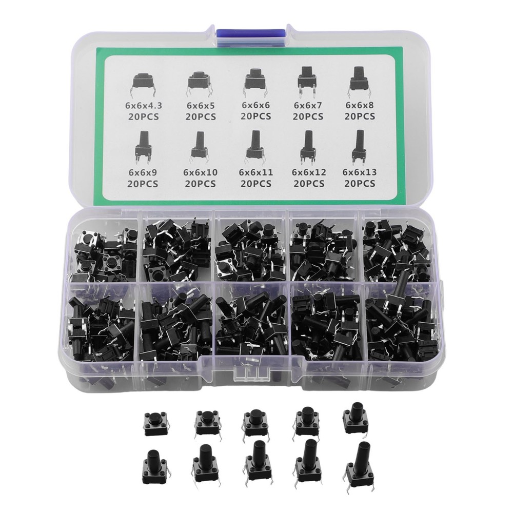 Organized Miniature Tactile Switch Collection for Electronics Projects