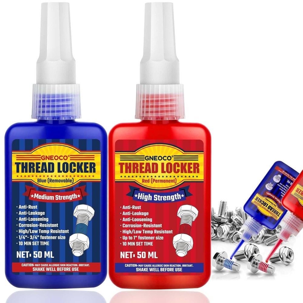 Thread Lock Blue and Red, Threadlocker Medium and Strong Strength, Thread Locker