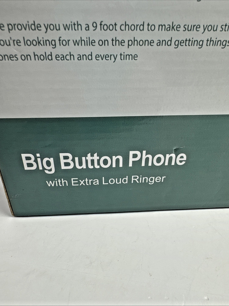 New Big Button Phone with Extra Loud Ringer Elderly Visually Impaired