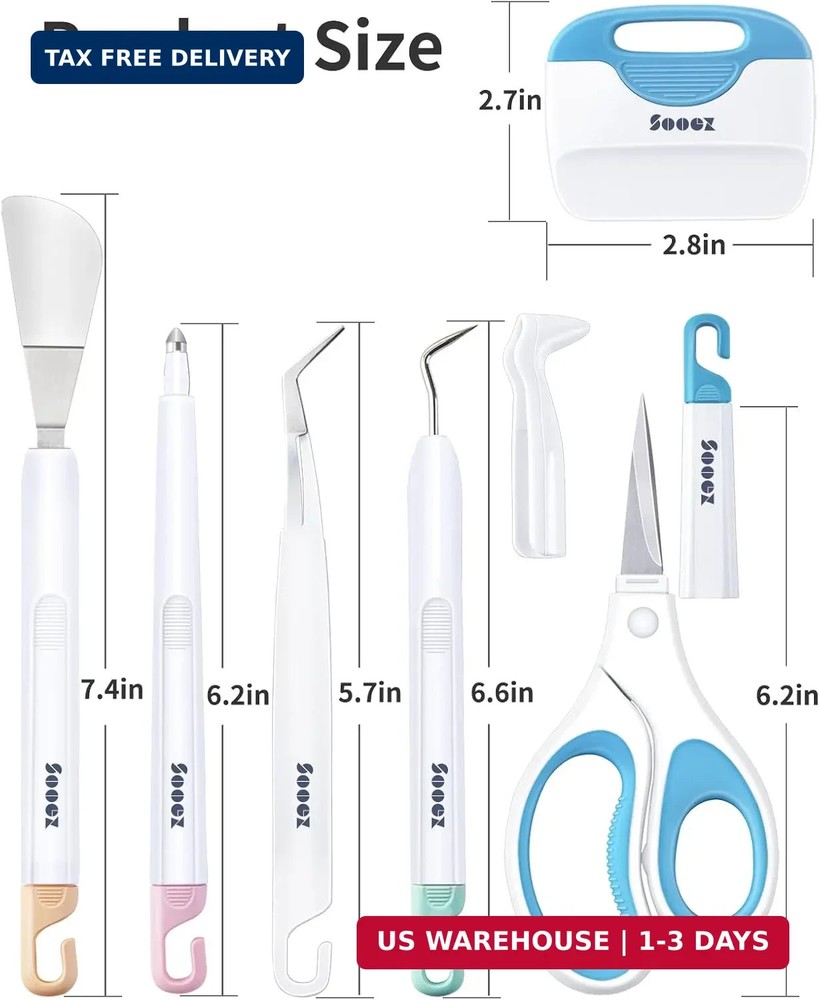 Sooez Weeding Tools for Vinyl, 6PCS Basic Tools Set, Precision Craft Vinyl Tool