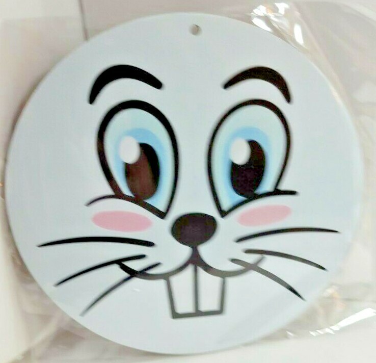 Bunny Round Wood Sign 5.9"