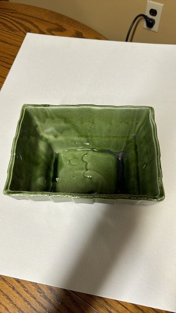 Cookson pottery USA green glazed rectangular planter CP-2807