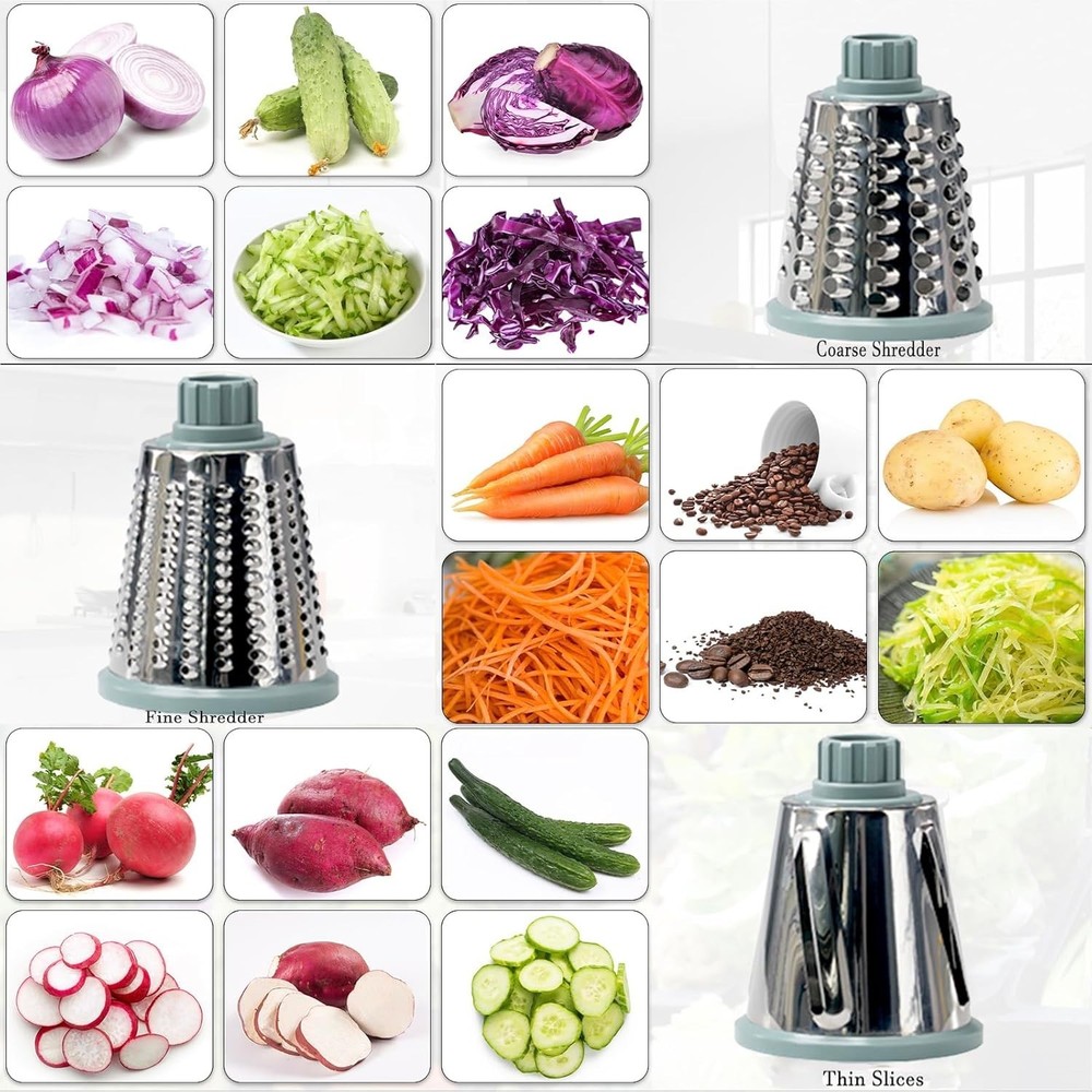 Multi-Purpose Rotary Cheese Grater Handle Stainless Steel Versatile Kitchen Tool