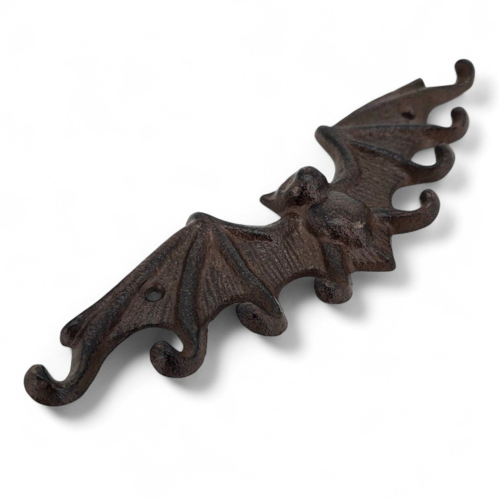 Cast Iron Wall Mount Bat Hook – Gothic Key Holder, Coat Rack, Entryway Decor