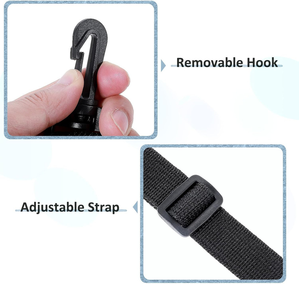 2 Pack Black Adjustable Straps with Clips for Bags, Replacement Shoulder Strap,