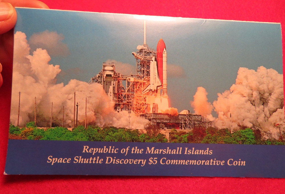 2 TWO 1988 Marshall Islands Space Shuttle Discovery $5 Coins Uncirculated
