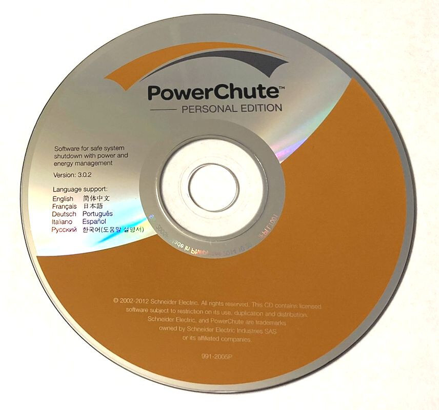 PowerChute Personal Edition Software Safe System Shutdown APC Backup CD 3.0.2