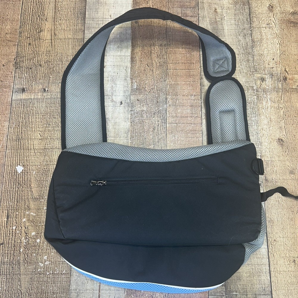 Pawaboo Pet Dog Sling Carrier Hands Free Drawstring Adjustable Strap Blue Small