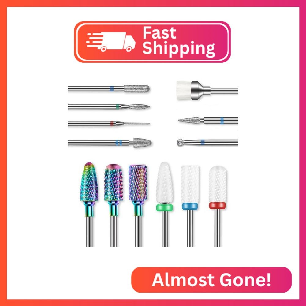 13PCS Nail Drill Bits Set, 3/32” Professional Drill Bits Nail Tech, Tungsten Car