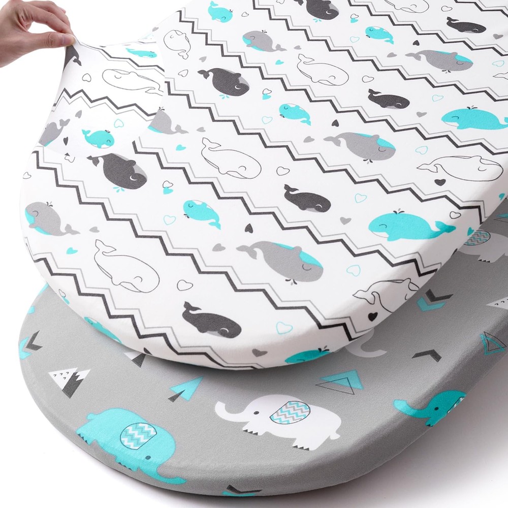 Stretch Fitted Bassinet Sheet Set BROLEX 2 Pack Cradle Sheets for Bassinet
