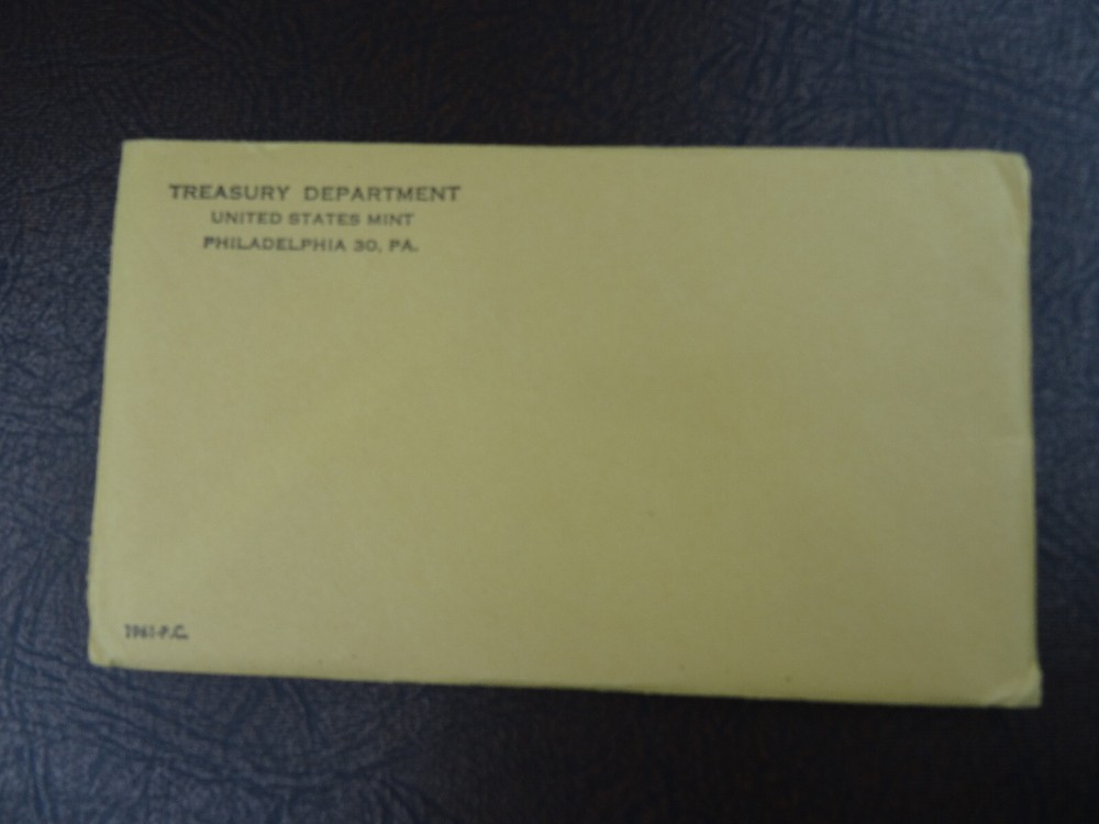 1961 US Mint Proof Set SEALED 5 Coins 90% Silver Original Envelope Flat Pack