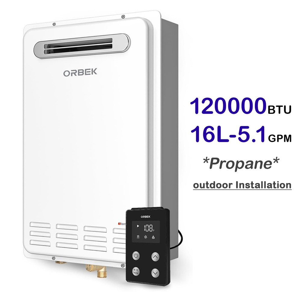 Instant Hot Water Heater Tankless 5.1GPM 120,000 BTU Propane Outdoor On Demand