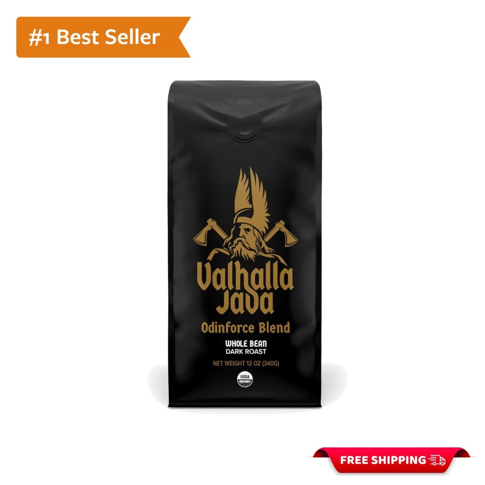 Valhalla Java Odinforce Dark Roast Coffee - Whole Bean 12oz, Extra Caffeine