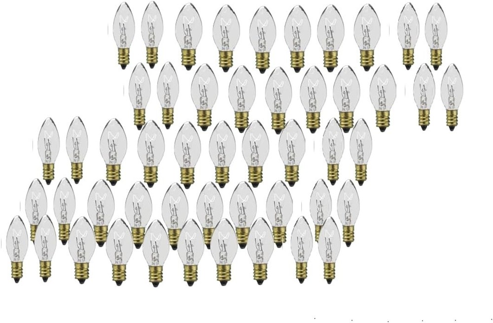 50 Pieces C-7 Light Bulbs Replacement Lighting Clear - C7 E12