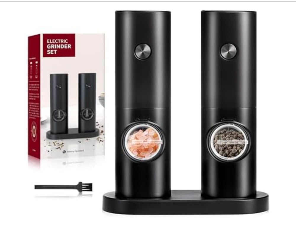 Battery-Powered Electric Salt & Pepper Grinders Set Adjustable Coarseness