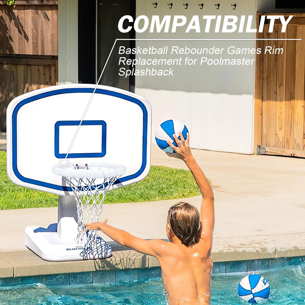 Pool Basketball Rim Replacement for Poolmaster Splashback, white