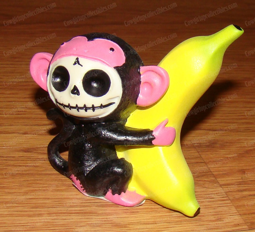 Furrybones Black Munky, Monkey with Banana (Summit Collection, 8145) Skeleton