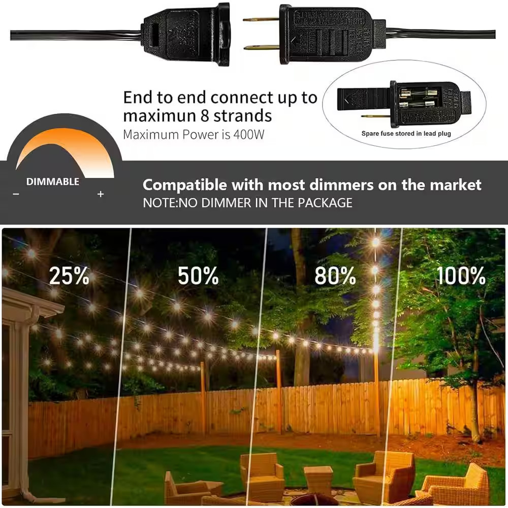 G40 104-Light 200 Ft. Indoor/Outdoor Plug-In LED Globe String-Light Shatterproof