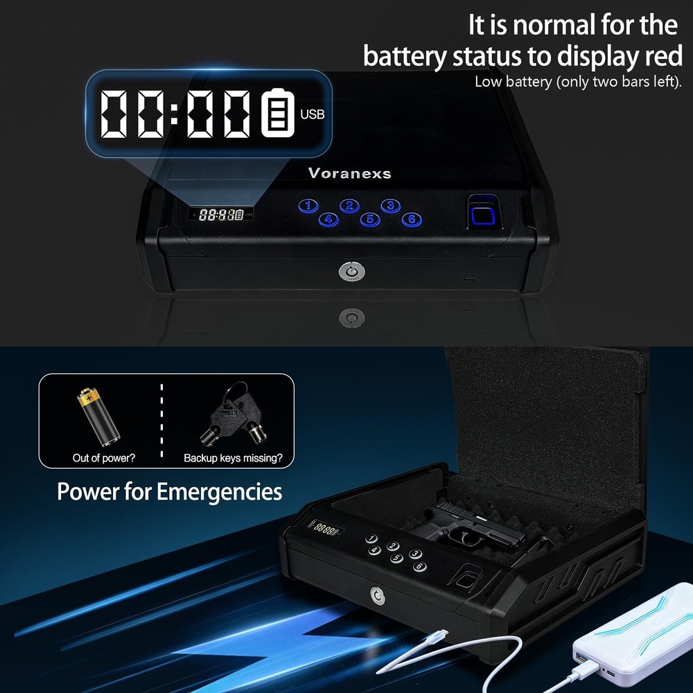 gun safe，with 3 Quick-Access Fingerprint，Passcode，Key.with