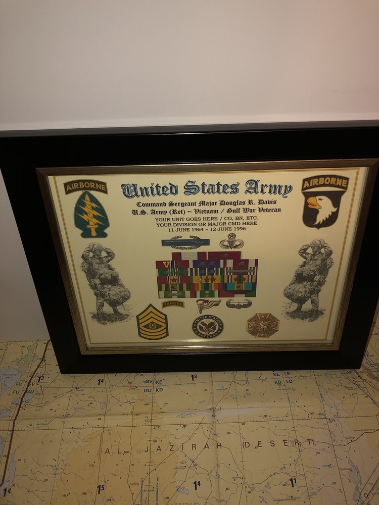 U.S. ARMY - COMMAND SERGEANT MAJOR E-9 / VETERAN RIBBON RACK PRINT w/AWARDS