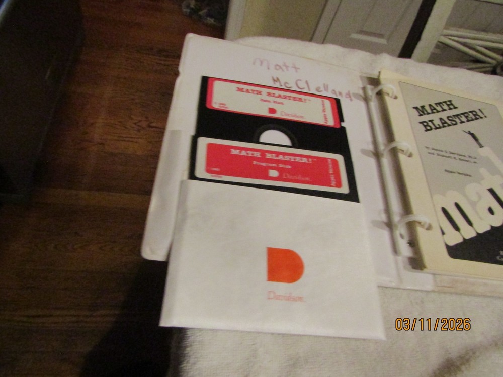 Davidson Apple II II+ 11e 1983 Math Blaster Computer Game with Both Discs Manual