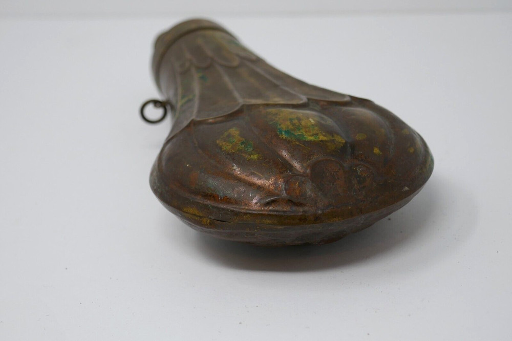 Antique 1800s Brass Copper Muzzleloader Hunting Gun Powder Flask EMPTY