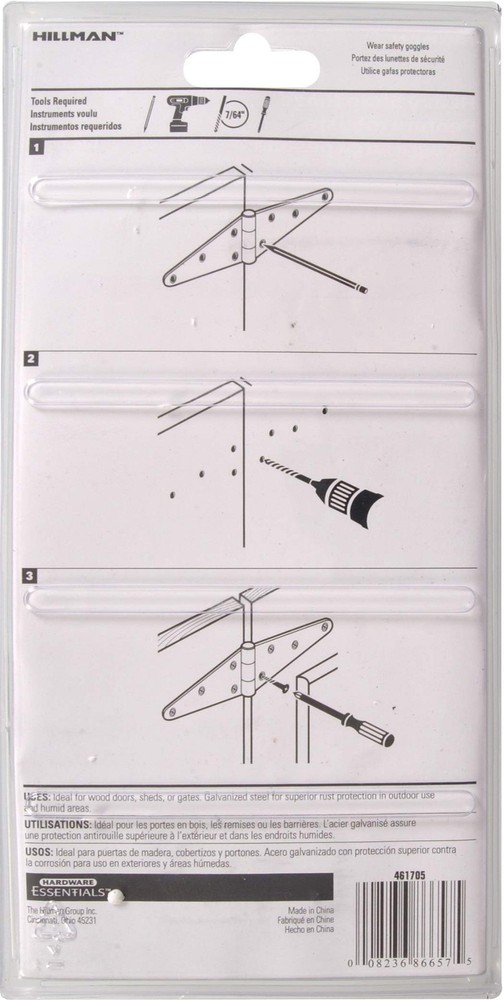 851685 Heavy Duty Strap Hinges Galvanized 6" - 2 Pack