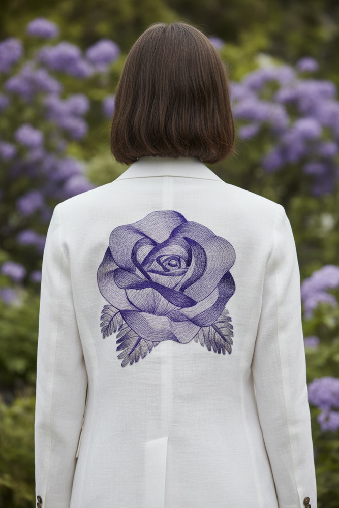 Elegant Etching Rose Embroidered Patch