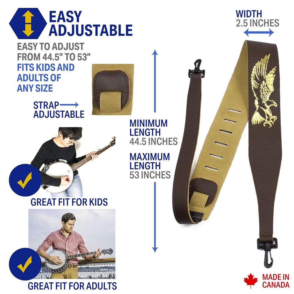 Perri's Leathers, Banjo Flying Eagle Guitar Strap, Polyester and Plastic Comb...