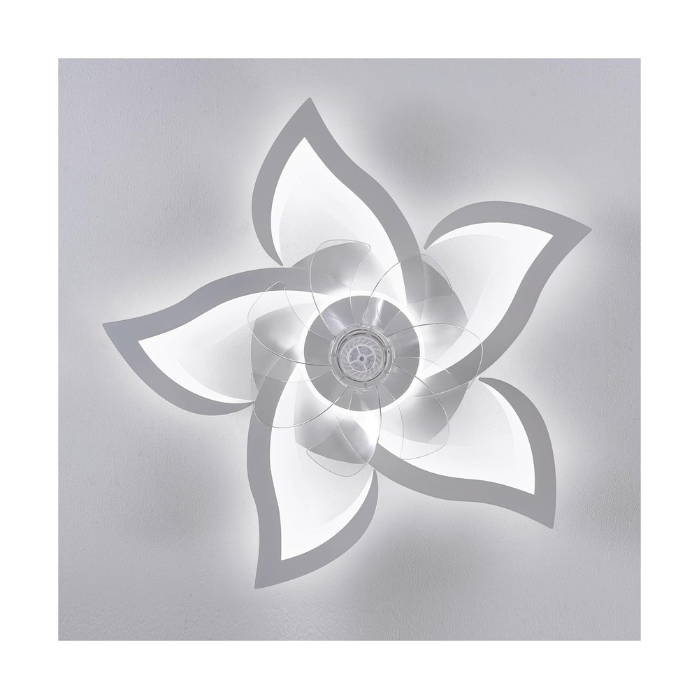 White Flower Modern CeilingFans with Lights, Low Profile Ceiling Fan with Rem...