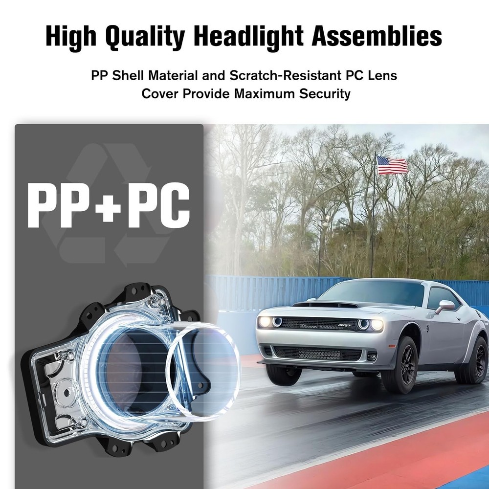 Dodge Challenger Headlights Bulbs, LED Headlamps Air Inserts Assembly Compati...