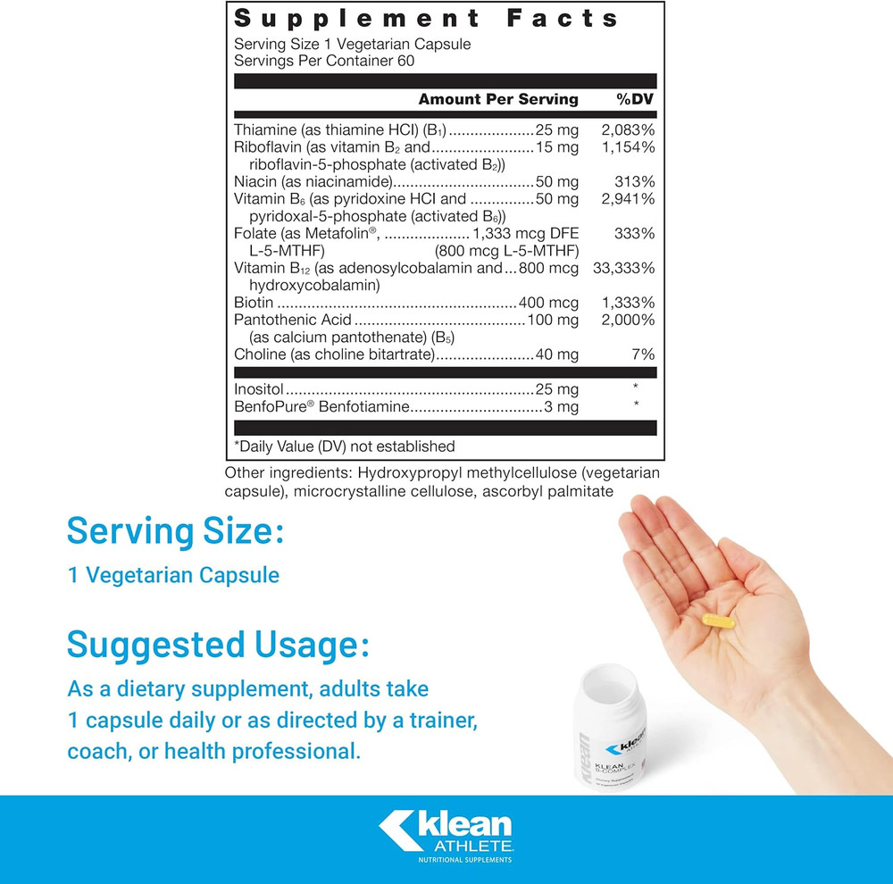 Klean B-Complex | Supports Energy Production, Cardiovascular Function, and No...