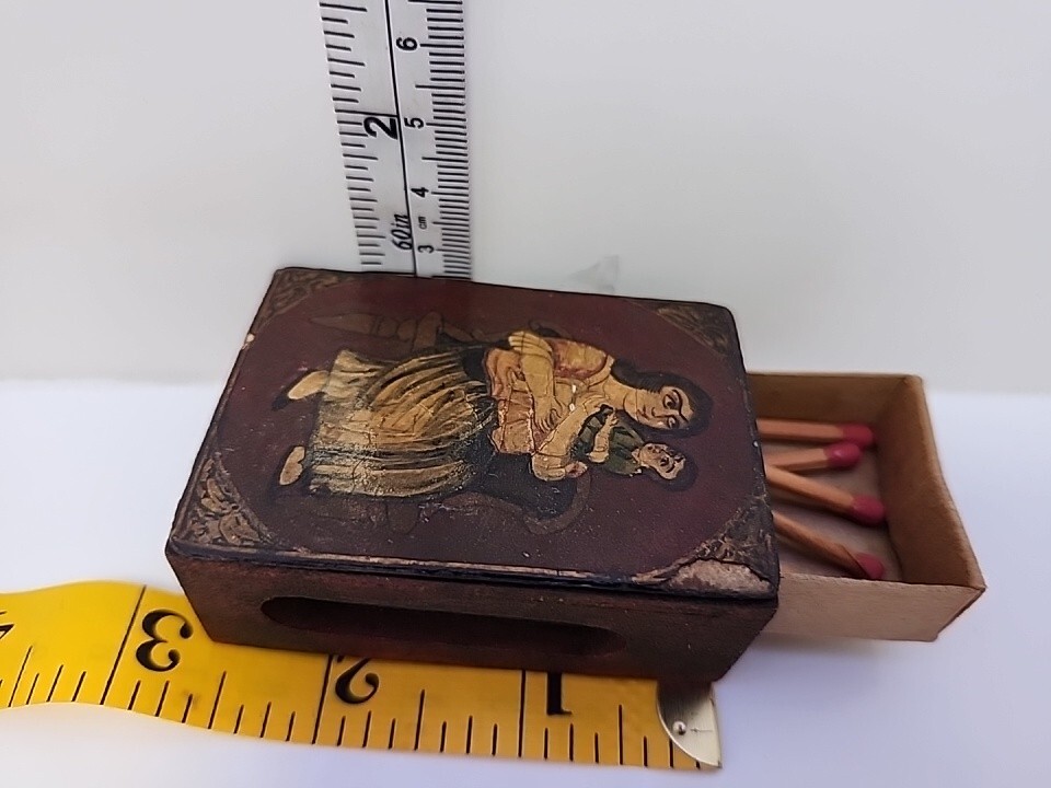 vintage matches wood box