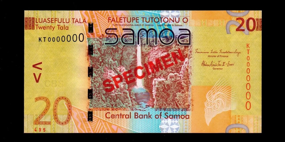 Specimen 2014 Samoa 20 Tala KT 0000000 GEM UNC {C107}