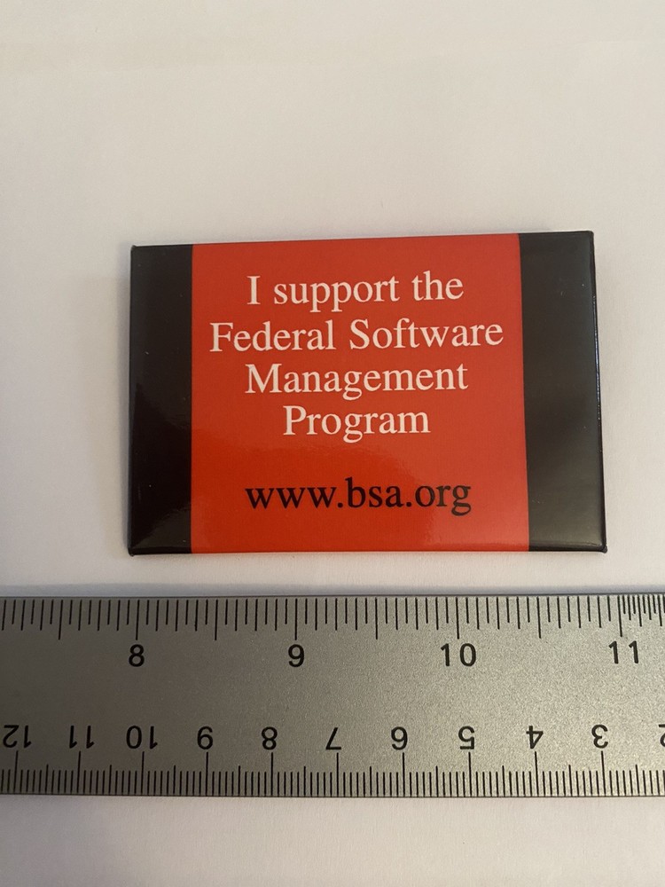 BSA I Support The Federal Software Management Program Pin Back Button P190