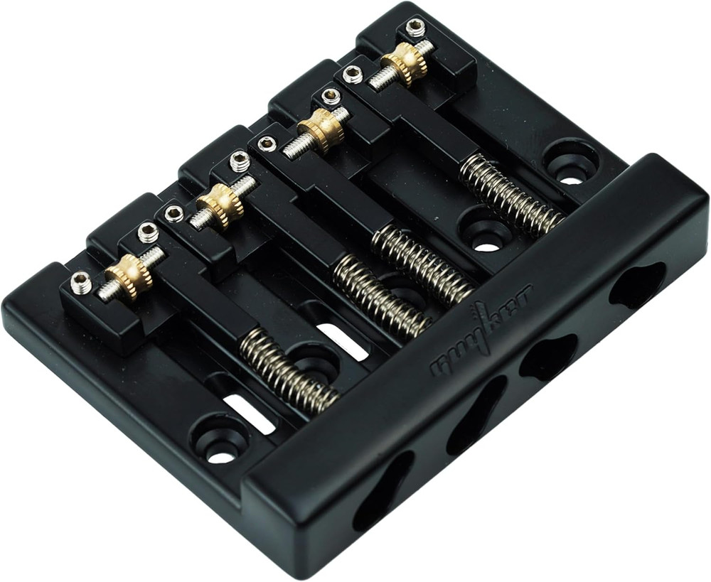 Black 4 String Bass Bridge with Roller Saddles