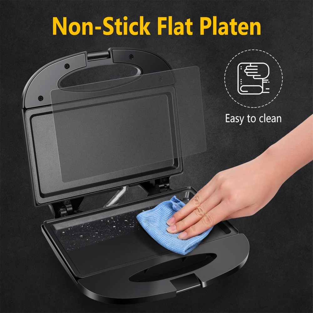 Sandwich Maker with Non-stick Deep Grid Surface for Egg, Ham, Steaks Compact ...