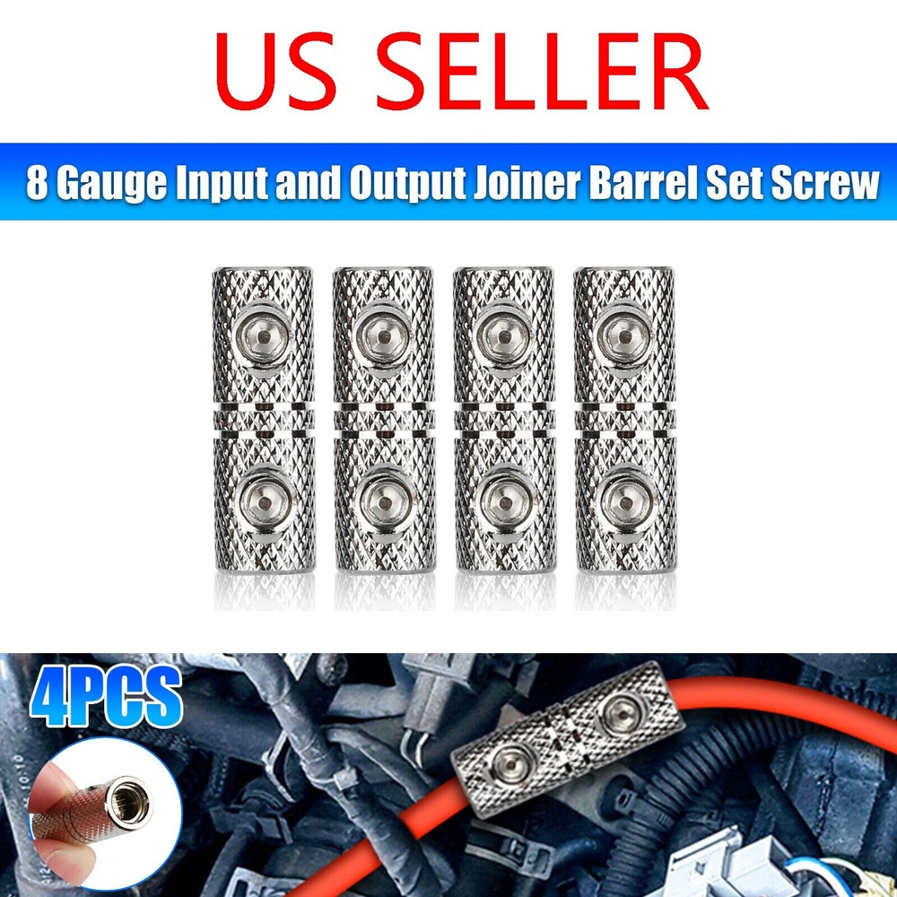 4pcs Wire Coupler Terminal Butt Connector 8 GA Gauge Input and Output Set Screw