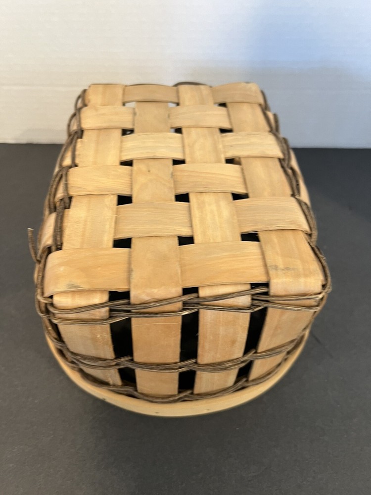 Woven Wood Basket w/Single Moveable Handle