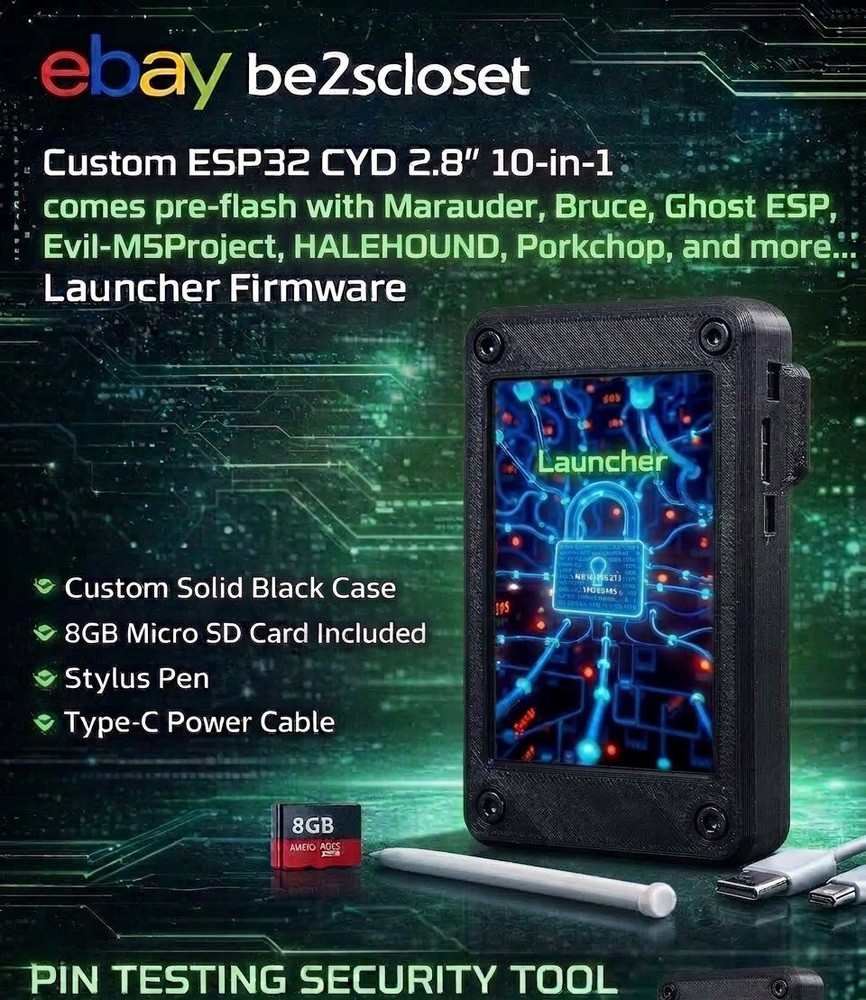 ESP32 2.8" 10-in-1 Security Pentesting Tool Cybersecurity Preflashed 🔓✅