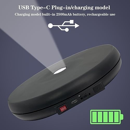 Motorized 360° Rotating Display Stand with LED Light - 10" Turntable, 55lbs Load