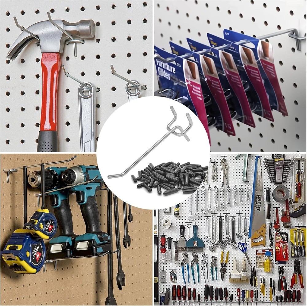 32 Pack 2-Inch Steel Pegboard Hooks - Rust-Resistant Garage & Tool Organizer